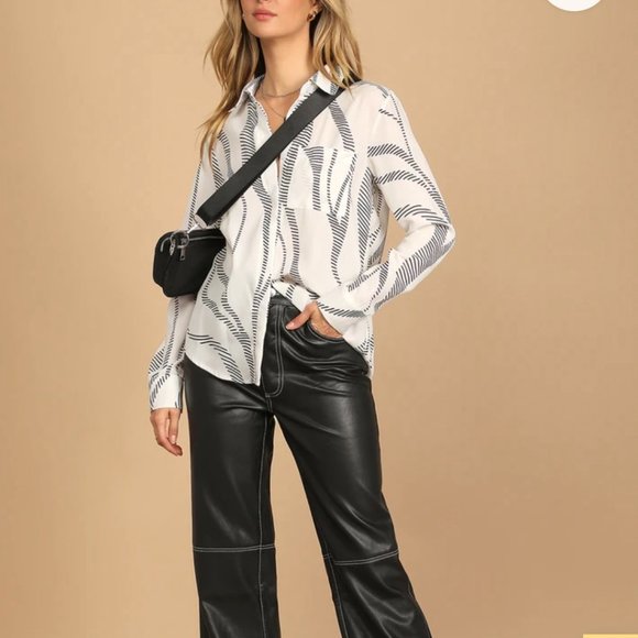 Lulus abstract artist patterned button down - Picture 1 of 4